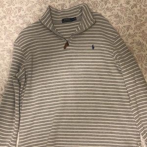 Grey with white stripes Ralph Lauren long sleeve zip up sweater